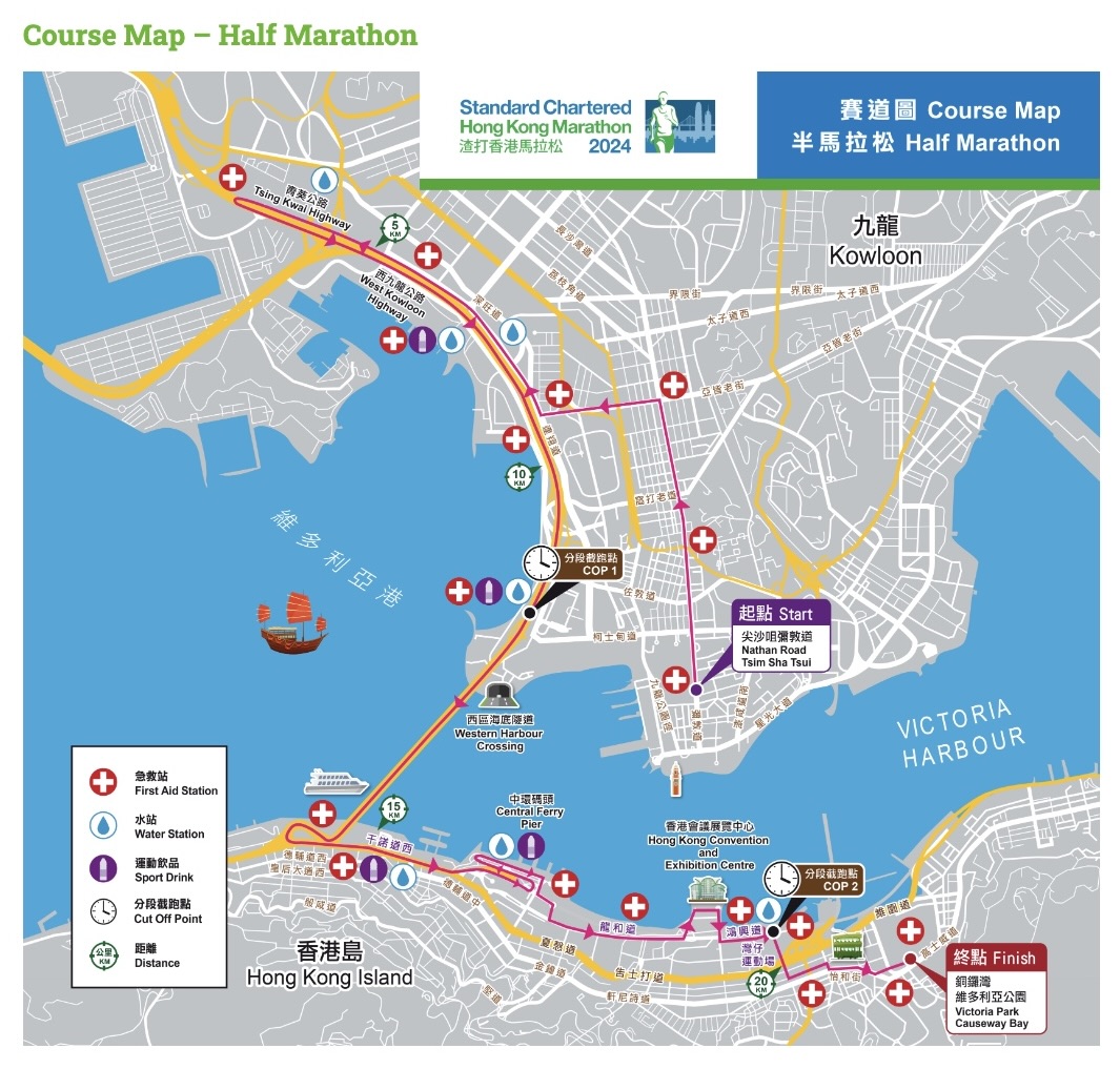 hong kong marathon half marathon route map